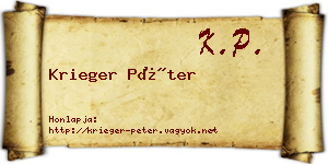 Krieger Péter névjegykártya