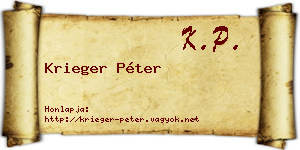 Krieger Péter névjegykártya
